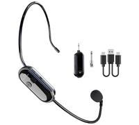 Microfono Inalambrico Diadema, 2.4G Wireless Micrófono Transmisión Inalámbrica de 50M Micrófono Inalámbrico Con Conector Jack de 6,35mm y 3,5mm para Amplificador de Voz, Altavoces, Sistema PA