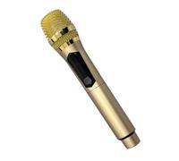 Micrófono Inalámbrico Dinámico para el Hogar, Micrófono de Mano con Pantalla LED para Karaoke, Plug and Play, Interfaz de 6,35mm (Gold)
