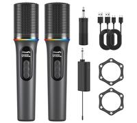 Microfono inalambrico dynamic RGB lighting, dual wireless microfonos, 5-level volume adjustment, 40-hour battery life. microphone for singing，suitable for karaoke machines, parties, and presentations.