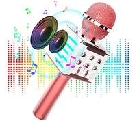 Micrófono Inalámbrico Karaoke Bluetooth, Altavoz de Alta Fidelidad de 10W Microfono Karaoke con Luz LED multicolor 4 en 1 para Niños Canta Partido Musica, Compatible con Android/iOS/PC/AUX