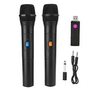 Micrófono inalámbrico, micrófono de karaoke portátil universal 2 en 1 VHF, receptor USB, micrófono inalámbrico para karaoke, rendimiento en reunión (1 a 2)
