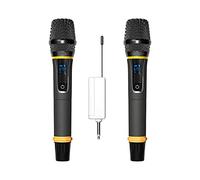 micrófono inalámbrico Micrófono inalámbrico de recogida omnidireccional UHF MIC Dinámico de Karaoke de mano dinámico con receptor recargable (trabajo 8HS), 1/4 '' & 1/8'Oputput ( Quantity : Two )