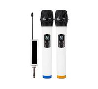 micrófono inalámbrico Micrófono inalámbrico Dual Profesional Micrófonos de alta fidelidad Grabación Karaoke Dynamic Handheld Mic Lithium Battery Receptor, Blanco