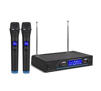 micrófono inalámbrico Micrófono inalámbrico recargable inalámbrica sistema de micrófono 2 canales VHF Handheld profesional del partido para el Mic Iglesia Mostrar Reunión Karaoke