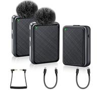 Microfono Inalambrico, Micrófono Inalambrico Solapa Mini 2.4GHz 2Pcs para iPhone Movil Cámara Videocámara, Microphone Lavalier de Corbata para Youtube Facebook Twitter TIKTok
