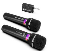 Micrófono Inalámbrico, Micrófonos Duales Inalámbricos Recargables Con Conexión de Chip Uno a Uno y Luces LED, 40h de Duración, Alcance de Recepción de 60m, Micrófono de Karaoke Para Cantar. (Negro)