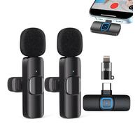 Microfono Inalambrico para iPhone/iOS/Android, Micrófono Lavalier Inalámbrico Bluetooth para Móvil Portátil, para Youtube, Facebook, Twitter, TIK Tok Video y transmisión en Vivo(No se Requiere App)