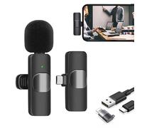 Microfono Inalambrico para iPhone/iOS/Android, Micrófono Solapa para Móvil Portátil, Plug-Play, para Youtube, Facebook, Twitter, TIK Tok Grabación de Video y transmisión en Vivo(No se Requiere App)