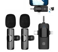 Microfono Inalambrico para iPhone/iOS/Android/PC/Laptop, Micrófono Lavalier Inalámbrico para Móvil Portátil, Bluetooth Micrófono para Facebook, Youtube, Twitter, TIK Tok Video y transmisión en Vivo