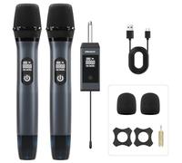 Micrófono inalámbrico, sistema de micrófono de mano de metal UHF, adecuado para karaoke, iglesia, boda, canto de fiesta, alcance de 160 pies, conexión automática. Emocionante juego de micrófonos