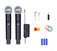Micrófono inalámbrico, sistema UHF recargable, rango de 50 m, 730-769 MHz, micrófono de mano para karaoke para eventos, fiestas, reuniones, juego uno o dos (uno y dos)