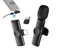 Micrófono Inalambrico Solapa, Gimpro MS1(C) Microphone Enchufable 2,4GHz 【Tipo-C&USB】 Teléfonos Grabación Transmisión en Directo Entrevistas Cursos, Microfono-Solapa-Inalambrico-Smartphones-USB
