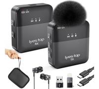 Microfono Inalambrico Solapa para iPhone/Android Movil, Mini Micrófono Lavalier Inalámbrico con Monitoreo en Tiempo Real/Audiencia, Ducking de Audio, Silencio para Live, Podcast, Vlog, YouTube/TikTok