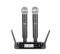 Micrófono Inalámbrico UHF De Doble Canal, Micrófono Dinámico De Frecuencia Fija Portátil For Karaoke, Fiesta De Boda, Espectáculo De Iglesia