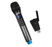 Micrófono inalámbrico USB con Ajuste de Eco, Agudos, Graves, Rango de 98 pies, Sistema de micrófono dinámico portátil de Mano UHF, para Fiestas, discursos, enseñanza en línea - Depusheng W3