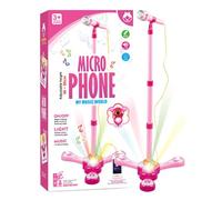 Micrófono infantil genérico de - juguetes de canto con soporte ajustable colorido y luz - pastillas de karaoke con retorno de voz, para niñas y niños
