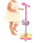 Micrófono Infantil Juguete con Soporte Ajustable, 100x21cm Microfono Inalambrico Karaoke De Pie, ABS, con Iluminado, Cambio De Canciones Integrado, Ajuste De Volumen Botones De Grabación Reproducción