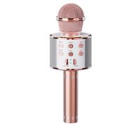 Micrófono Karaoke Bluetooth 4 en1 Wireless Inalámbrico Microphone Grabadora de Altavoz de Karaoke Portátil Canta Partido Musica Casa KTV, Compatible con Android/iPhone/iPad/PC-Rosa