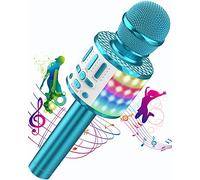 Micrófono Karaoke Bluetooth, Microfono Inalámbrico Karaoke con Altavoz y LED, Micrófono Portátil para Niños Canta Partido Musica, Niñas Juguete de Regalo, Soporte Youtube, Skype, Android/iOS/PC/AUX