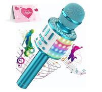 Micrófono Karaoke Bluetooth, Microfono Inalámbrico Karaoke con Altavoz y LED, Micrófono Portátil para Niños Canta Partido Musica, Niñas Juguete de Regalo, Soporte Youtube, Skype, Android/iOS/PC/AUX