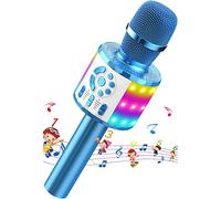 Micrófono Karaoke Bluetooth, Microfono Inalámbrico Karaoke Niña Portátil con Luces LED Regalo Juguetes para Niños Canta Partido Musica, Compatible con Android, iOS, PC