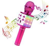 Micrófono Karaoke Bluetooth, Teaisiy Microfono Inalámbrico Portátil con Altavoz y Luces LED para Niños para Hogar KTV, Canta, Partido, Musica, Compatible con Android/iOS/Ipad/PC