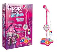 Micrófono Karaoke K Pop Idols Stars con barra ajustable y plataforma luminosa con conexión MP3/Smartphone, juguete para niñas 100 cm, luces LED de colores - Idea regalo
