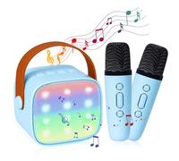 Microfono Karaoke, Karaoke Niños, Máquina de Karaoke 2 Micrófonos, Karaoke Bluetooth, Karaoke Infantil con Luces Led Regalo para Niños Juguete Que Cambia de Voz