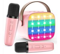 Micrófono Karaoke para Niños, Karaoke Infantil 2 Microfonos Inalambrico, Altavoz Bluetooth Portátil con Efectos de Cambio de Voz y Luces LED, para Fiestas, Regalos de Cumpleaños y Juguetes Educativos