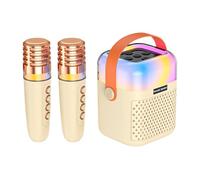 Micrófono Karaoke Portátil Altavoz Inalámbrico para Cantar con 2 Micrófonos
