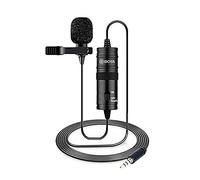 Micrófono Lavalier de 19 pies para Canon iPhone Podcast, BOYA Micrófono de grabación de condensador omnidireccional para Nikon Sony iPhone 8 8 plus 7 6 6s Plus DSLR Videocámara Grabadora de audio Youtube Entrevista Video