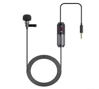 Micrófono Lavalier de reducción de ruido 2.5µm para transmisión de vídeo | Pastilla omnidireccional de 360°, interruptor DSLR/móvil de 1 clic, para grabación de 700 horas, construcción ABS