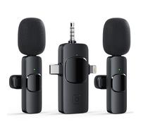 Micrófono Lavalier inalámbrico 3 en 1 para cámara iPhone Android USB-C, mini micrófono inalámbrico con cancelación de ruido para YouTube, TikTok, Vlog, transmisión en vivo de juegos, entrevistas,