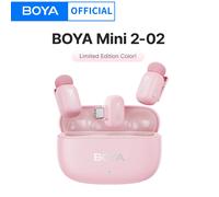 BOYA Mini 2 inalámbrico Lavalier solapa Mini micrófono reducción de ruido para iPhone 6-17 USB-C Android SmartPhone PC transmisión en vivo Pink(2TX-1RX Type-c)