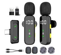 Micrófono Lavalier inalámbrico con pantalla LED, mini micrófono de solapa, micrófono inalámbrico para iPhone, Android, iPad, para grabación de video, transmisión, entrevista, Vlog, Tiktok, Youtube