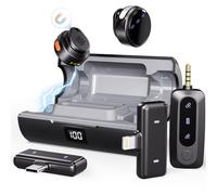 Micrófono Lavalier inalámbrico, micrófono de solapa combinado de monedas Moman inalámbrico para iPhone/Android/cámara, cancelación activa de ruido para videos TikTok, Youtube, Vlogs, grabación