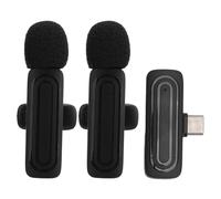 Micrófono Lavalier Inalámbrico, Micrófono Lavalier Virtual Plug-and-Play, Largo Alcance 20 M, Sonido Claro, Compatible con Tipo C, Batería 13H, Reducción de Ruido, Resistente Al