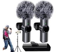 Micrófono Lavalier inalámbrico - Micrófonos de obturador, Portátil | Grabadora de voz digital con sonido estéreo y conexión estable utilizada en transmisiones, entrevistas y cuentos