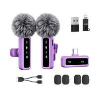 Micrófono Lavalier inalámbrico para iPhone, Android, iPad, micrófono Lavalier para grabación de video, micrófono de solapa con reducción de ruido para grabación, micrófono Pro para grabación de video
