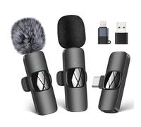 Micrófono Lavalier inalámbrico para iPhone/teléfono Android/computadora, micrófono de solapa USB C para grabación de video, vlogging, TikTok, YouTube, reducción de ruido, micrófono de clip Plug Play