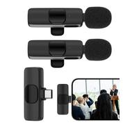 Micrófono Lavalier inalámbrico USB C, micrófono Bluetooth de solapa para Apple iPhone 16e/15 Pro Max/Plus, Lavalier Microfono Inalambrico para teléfono Android, clip en el micrófono Mini Lav para
