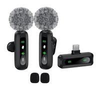 Micrófono Lavalier portátil con clip para transmisión en vivo al aire libre, conectividad inalámbrica, sonido nítido para teléfonos móviles, mejora tu audio AjD184 (negro, 10 x 3 cm)