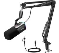 Micrófono Maono PD100XS USB/XLR cardioide con iluminación RGB y brazo soporte