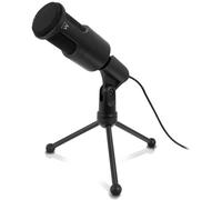 Ewent EW3552 Microfono con Soporte para PC, Profesional Micrófono con cancelación de Ruido, 3,5 mm Jack, para PC, Computadora Portátil, Videojuegos, Canto, Youtube, Skype, Negro