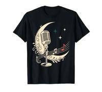 Micrófono Música con Luna para Cantantes Y Músicos Camiseta