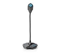 Micrófono Nedis GMICGU100BK USB omnidireccional con cuello flexible y botón silencio