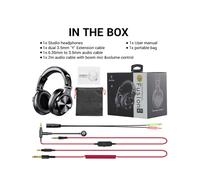 (Micrófono negro) Auriculares con cable Oneodio A71 con micrófono para estudio DJ, monitorización profesional
