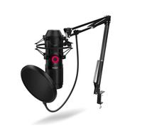 KROM KAPSULE - Kit de micrófono Streaming, unidireccional con Dos condensadores de cápsula, Audio 3.5mm, Montura Anti-Shock y Filtro Pop. Compatible con Windows y MacOS