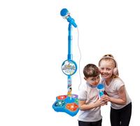 Micrófono para Niños con Soporte: para Cantar Portátil De 21x100 Cm con Altura Ajustable, Micrófono Interactivo Súper Genial De 5 Luces para Bebés Y Niños, Juego De De Karaoke