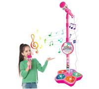 Micrófono para niños, micrófono Ajustable para niños con Soporte, Luces educativas interactivas, Juguete Intermitente para Reproductores de música o Regalos de cumpleaños, Regalo de Fiesta Rojo